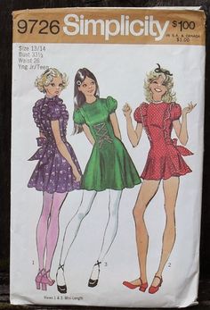 Vintage Sewing Pattern Illustrations, Short Dress Patterns, Pattern Illustrations, Simplicity Dress, Teen Dress