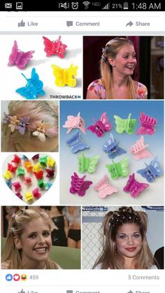 several pictures of different types of hair clips on a cell phone, with the caption's name below it