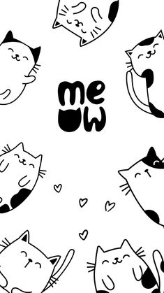 black and white drawing of cats with the word me on it