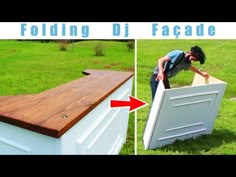 two pictures side by side with the same image and one showing how to fold a diy storage box