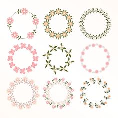 a bunch of flowers that are in the shape of wreaths on a white background