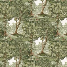 a wallpaper with trees and flowers on it