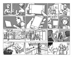 a comic strip showing people in the kitchen