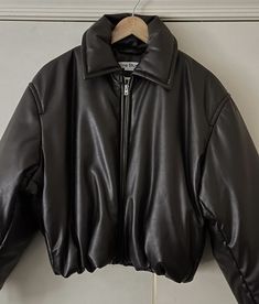 Acne Studio Jackets, Puffy Leather Jacket, Acne Studios Jacket, Leather Puffer Jacket, Elite Fashion, Acne Studio, Mens Casual Dress Outfits, Everyday Fashion Outfits, Best Poses For Men