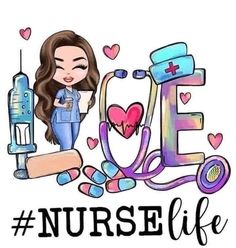 a nurse is holding a sys in her hand and the words love nurse written on it