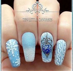 27 snow nail designs Bunnies Beauty Photoshoot All the stuff I care about Snow Nail Designs, Light Blue Christmas, Nagel Stamping, Blue Christmas Nails, Snow Nails, Holiday Nails Winter, Festive Nail Designs, Holiday Nails Christmas, December Nails