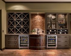 a wine cellar in the middle of a room