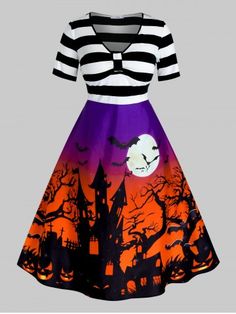 Party Dresses Black, Vintage Dresses Cheap, Pin Up Dresses, Halloween Vintage, Plus Size Vintage, Short Sleeve Pattern