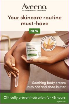 Add new Aveeno® Daily Moisturizing Cream into your skincare routine for long-lasting hydration. Enriched with prebiotic oat and shea butter, this cream locks in moisture and soothes and softens skin, making it the perfect step after cleansing Self Care Day, Forehead Wrinkles, Dry Sensitive Skin, Summer Skin, Moisturizing Cream, Unclog Pores, Dermatologist Recommended