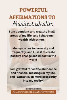 a woman laying in bed with the words powerful affirmations to manfest health