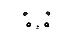 a black and white panda face on a white background