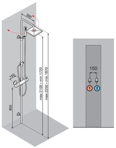 an image of a shower with the door open and instructions on how to use it