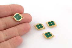 24k Gold Plated Enamel Clover Charms, Two Holes Clover Connector, Colored Flower Jewelry, 2 Holes Flower Earrings, Description Material:Brass Size:11x16mm Hole Size:1.3mm Color:24k Gold Plated Quantity:Options Click on the link below to see our other gold-plated models https://www.etsy.com/shop/Hellojewelrysupplier?ref=seller-platform-mcnav&section_id=38471191 To return to the homepage https://www.etsy.com/shop/Hellojewelrysupplier?ref=seller-platform-mcnav River Edge, Flower Jewelry, Flower Jewellery, Flower Earrings, Gold Plate, Charms, Accessory Gift, Plating