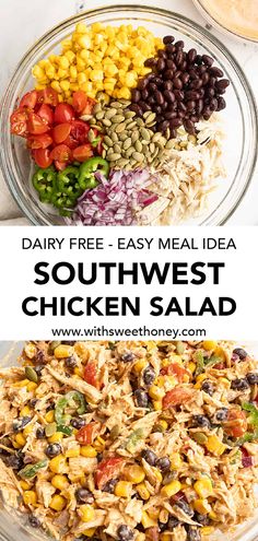 an image of southwest chicken salad with text overlay