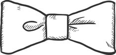 a black and white bow tie with the letter k on it's side, drawn in