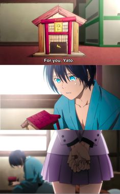 two different anime scenes with the caption for you, yato