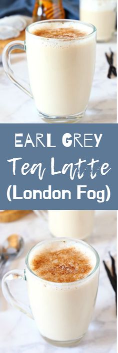 two mugs filled with egg grey tea latte london fog