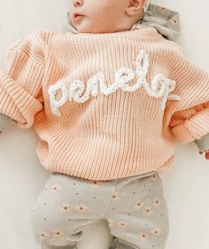 Custom oversized hand-knit baby & children's sweater! Cozy Cotton Hand-knitted Sweater, Cozy Hand-knitted Cotton Sweater, Cozy Cotton Hand Knitted Sweater, Cozy Hand Knitted Cotton Sweater, Cute Cotton Chunky Knit Sweater, White Knitted Sweater For Playtime, White Knit Sweater For Playtime, Cute Crochet Knit Sweater, Cozy Knitted Sweater For Playtime