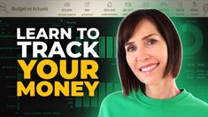 a woman smiling with the words learn to track your money in front of her face