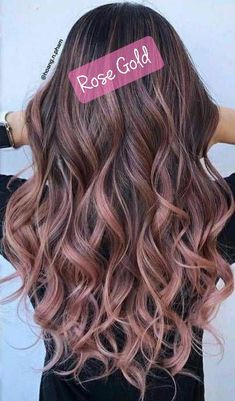 Hair Color Ideas For Brunettes Balayage, Gold Hair Colors, Hair Color Rose Gold, Spring Hair Color, Brunette Balayage Hair, Pink Highlights