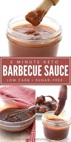 barbecue sauce in a jar with a wooden spoon