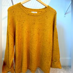 Gold Yellow Bell Sleeve Super Soft Pullover Sweater By Blu Pepper. Multicolor Threads Woven Into Material. Cuffed Bell Sleeves. Never Worn. Yellow Long Sleeve Sweater With Ribbed Cuffs, Yellow Casual Top With Ribbed Cuffs, Casual Yellow Top With Ribbed Cuffs, Cozy Yellow Cotton Tops, Yellow Sweater With Ribbed Cuffs Crew Neck, Yellow Crew Neck Sweater With Ribbed Cuffs, Yellow Textured Knit Crew Neck Top, Yellow Long Sleeve Tops For Fall, Spring Yellow Soft Knit Tops