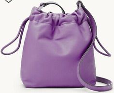 Find ideas๏ฟฝand inspiration for Fossil Gigi Drawstring Crossbody Purple Lilac Leather ZB1628520 NWT $150 Retail, Women's Bags Kate Spade Outlet, Michael Kors Outlet, Bright Purple, Purple Leather, Purple Lilac, Crossbody Strap, Drawstring Backpack, Bucket Bag, Fossil