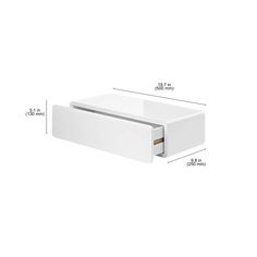 an image of a white drawer with measurements