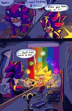 a comic strip with an image of sonic and tails talking to each other in the same room