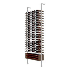 a wine rack with many bottles on it