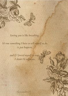 an old piece of paper with flowers on it and a poem written in the middle