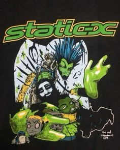 a black shirt with an image of a green alien