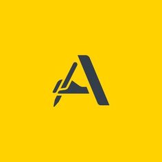 the letter a is written in black on a yellow background