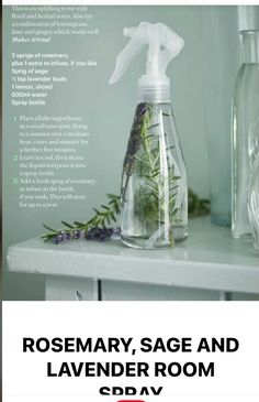 Diy Room Spray Essential Oils, Homemade Room Spray, Lavender Room Spray, Diy Room Spray, Natural Room Spray, Sage And Lavender, Lavender Room, Natural Room, Rosemary Sage