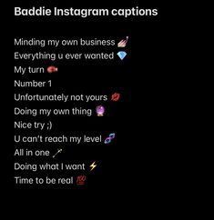 an image of someones instagram captioning on their cell phone with the text'baddie instagram captions '