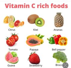 Vitamin c rich foods Vitamin C Rich Foods, Vitamin Charts, Vitamin C Foods, Meal Prep Snacks, Gym Art, Power Foods, Alkaline Foods