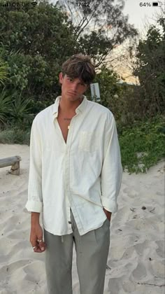 Linen Shirt Outfit, Beach Outfit Men, Outfits Hombre, Italy Outfits