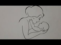 a drawing of a woman holding a baby in her arms with the words, mother and child