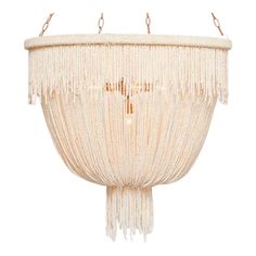 a chandelier with fringes hanging from it's sides and two lights on each side