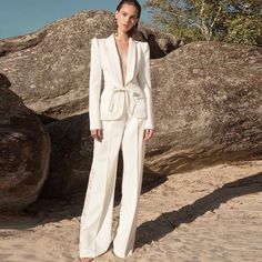 White Pantsuit, Evening Suit, High Waisted Flare Pants, White Wide Leg Pants, Dress For, Wide Leg Pant Suit, Mid Waist Pants, Lace Blazer, White Tuxedo