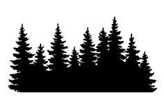 a black and white silhouette of pine trees