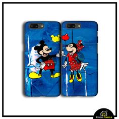 two cell phones with mickey and minnie on them