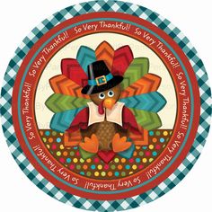 a turkey with a pilgrim hat on it's head is shown in the center of a