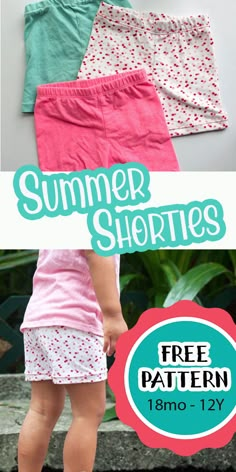 learn how to make short leggings to wear under dresses or just as shorts. Easy free sewing pattern for summer short leggings. Sewing Kids Clothes, Sew Simple, Free Pdf Pattern, Baby Sewing Patterns, Kids Sewing, Sewing Patterns For Kids, Free Sewing Patterns