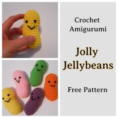 crochet amigurmi jellybeans are featured in this post for free pattern