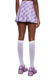 show 'em who's in charge now. This high-waisted mini skirt has a pleated construction, a plaid print all over, and a side zip closure. Purple Plaid Skirt, Plaid Pleated Mini Skirt, Sugar Thrillz, Purple Plaid, Pleated Mini Skirt, Plaid Skirts, Plaid Print, Kawaii Fashion, Dolls Kill