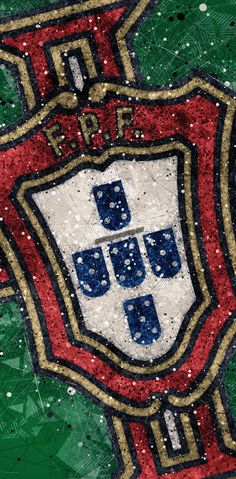 the crest of portugal on a green and red background with white dots in the center