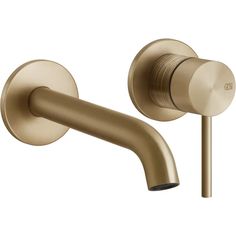 the faucet is shown in brushed brass