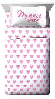 minnie mouse bedding set with pink and white sheets