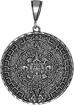 Handmade. Antique Oxidized Finish Solid Sterling Silver Aztec Calendar Charm 2.1 Inches (54 mm) 12 Grams Solid Sterling Silver Figaro Chain 24 Inches .925 Stamped Made in USA By eJewelryPlus .925 Sterling Silver Aztec Calendar Pendant Necklace. Aztec Calendar Charm is made in USA By eJewelryPlus. Its made out of .925 Solid Sterling Silver. 24 inch Figaro Chain is Solid Sterling Silver made in Italy. Weights and Measurements are Approximate Product specifications Brand: ------------------ eJewelr Symbolic Silver Cadmium-free Charm Necklace, Aztec Jewelry Silver, Calendar Necklace, Aztec Rings, Bronze Cuff Bracelet, Astronomy Jewelry, Aztec Jewelry, Sterling Silver Zodiac Sign Pendant Charm Necklaces, Sterling Silver Zodiac Sign Pendant Necklace